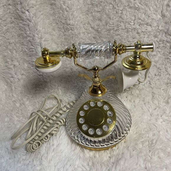 Hentak Limited Vintage crystal look phone, Rotary telephone, Gold &Clear . - Picture 2 of 13